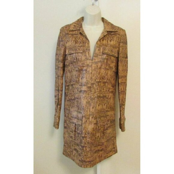 DVF Diane von Furstenberg Dilly Simple Cork Leather Dress shift new brown new 0 - Picture 1 of 6